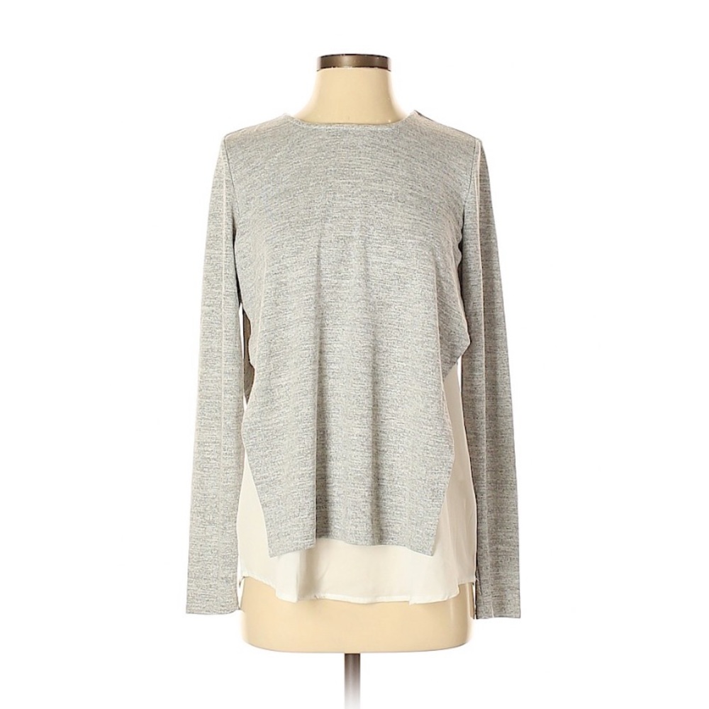 Anthropologie RD Style Grey Side Split White Underlay Sweater